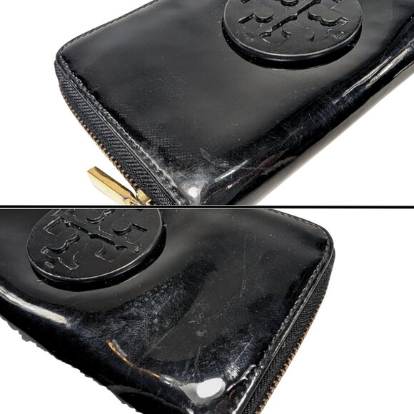 Tory Burch Black Patent Leather Large Zippy Continental Wallet w/Logo - Picture 10 of 10